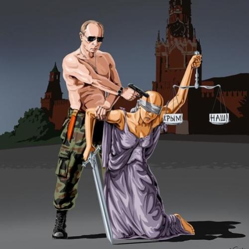 Ilustrações satíricas mostra como líderes mundias vêem a justiça