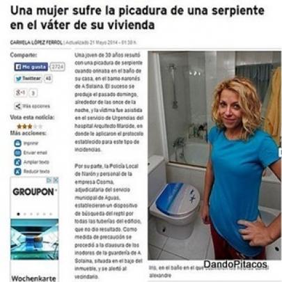 Espanhola é picada por uma cobra ao sentar no vaso sanitário