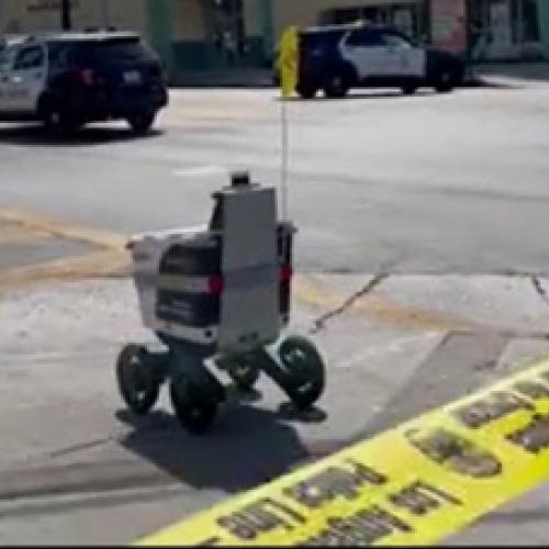 Robozinho passa por cena de crime como se não fosse nada