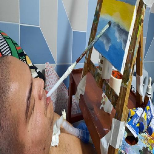 Artista apresenta suas obras pintadas com a boca  Thiago Ribeiro