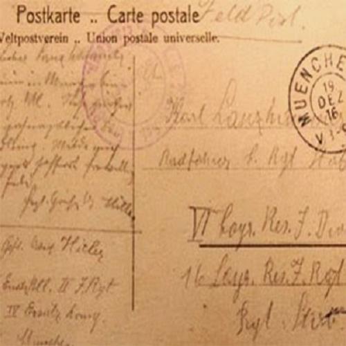 Foi encontrado cartão postal escrito por Hitler durante a 1ª guerra mu