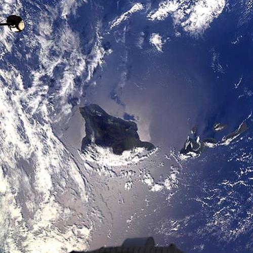 Vulcão havaiano visto da Estação Espacial Internacional