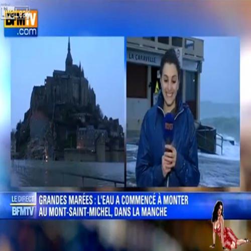 Repórter de TV francesa é levada por onda em link ao vivo durante temp